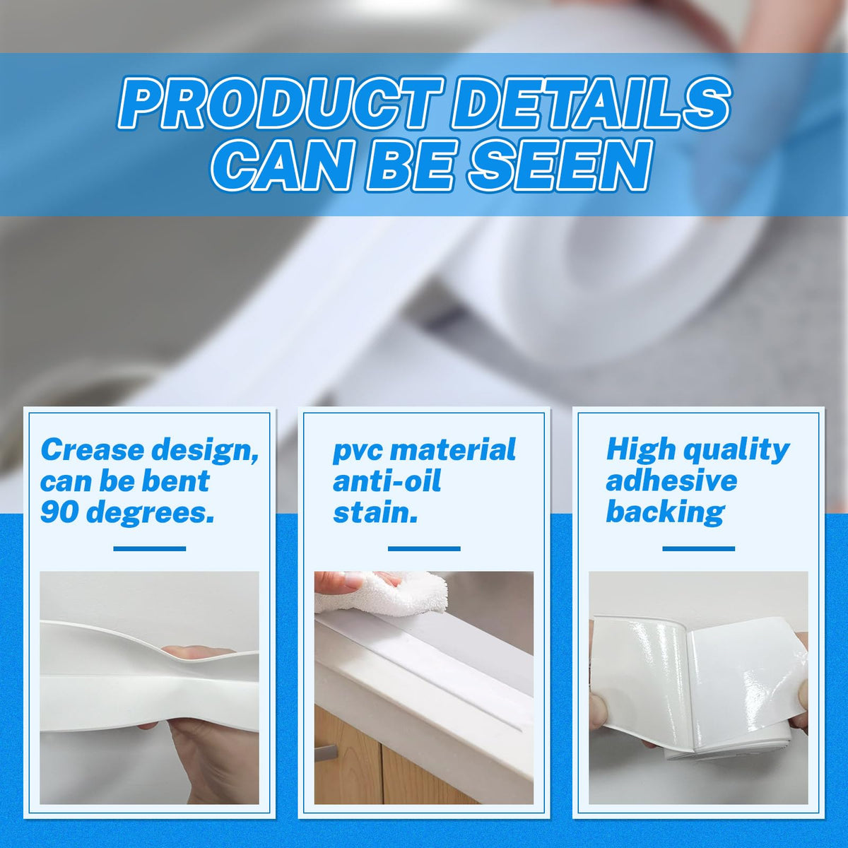 Realand caulk tape sealing edge showcases waterproof performance.