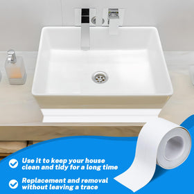 Realand waterproof caulk tape used around bathroom fixtures and countertops.