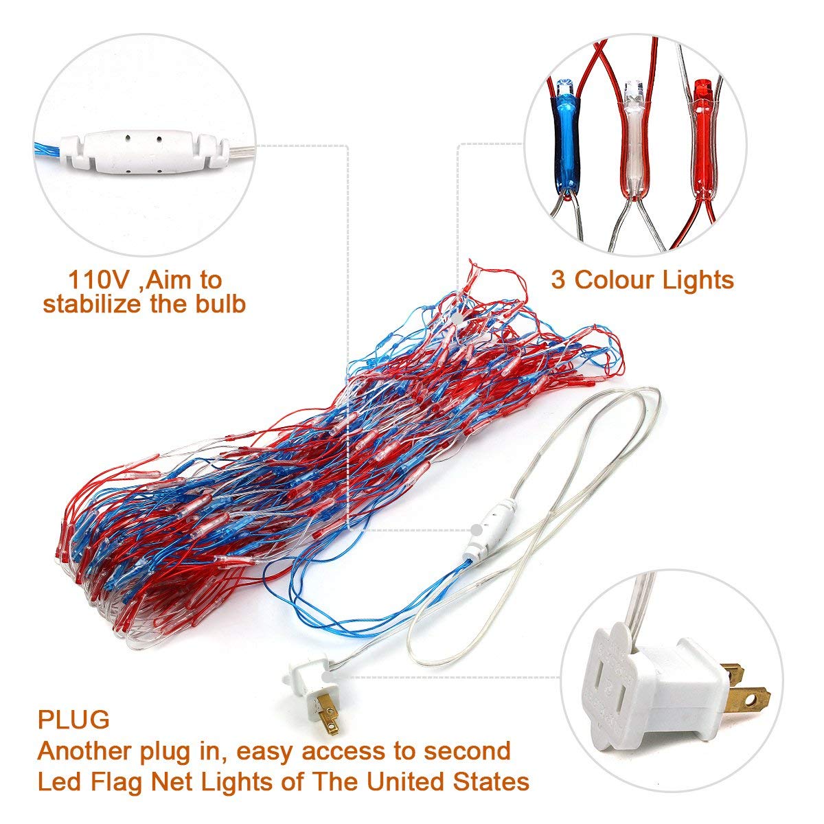 Realization waterproof flag lights withstand rain for porch and garden setup.