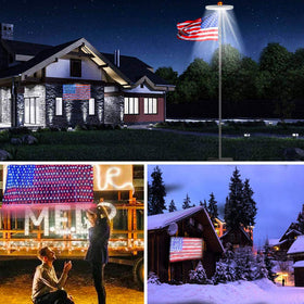 Realization waterproof flag string lights lasting through rain for outdoor decor
