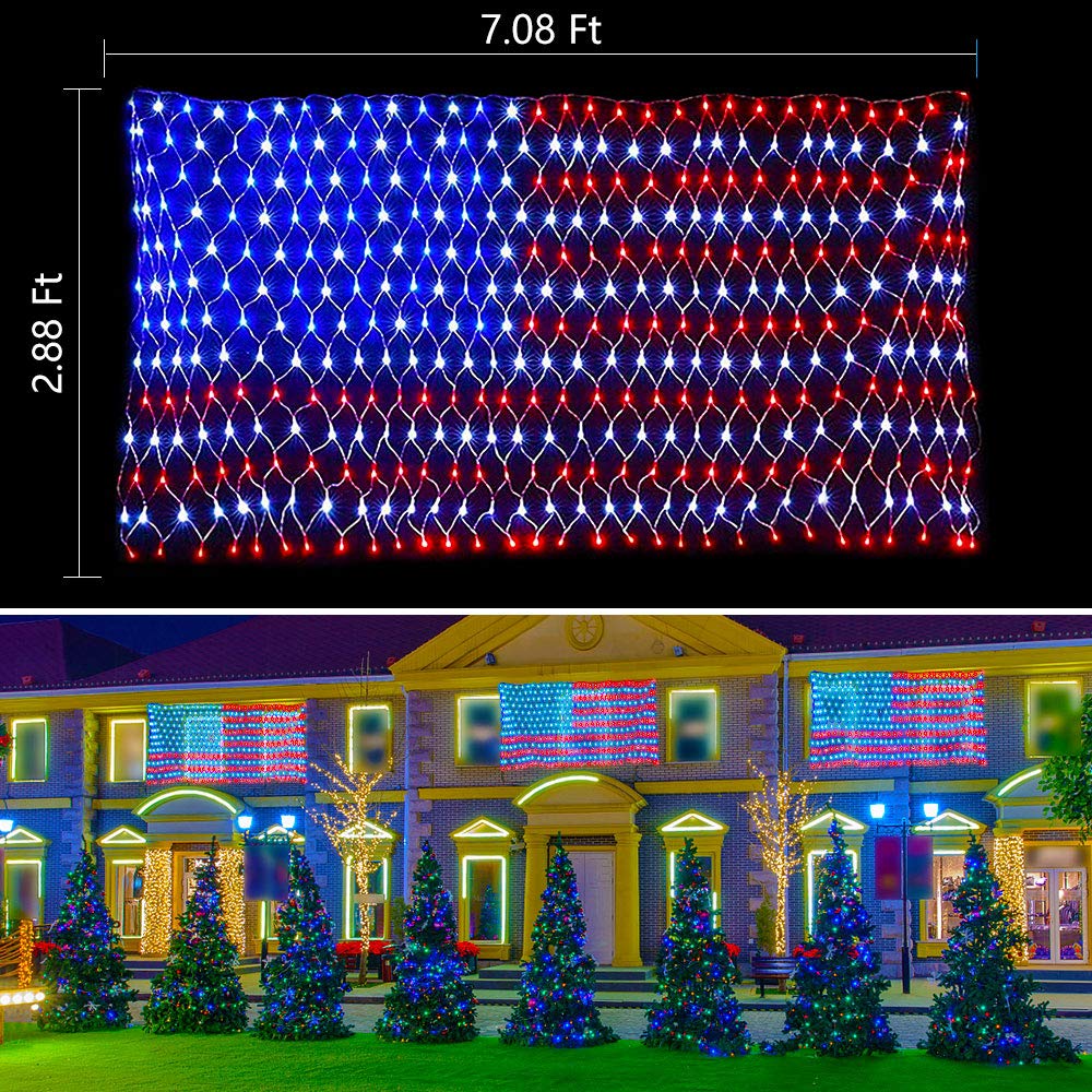 Realization yard patriotic light net creating inviting ambiance for gatherings