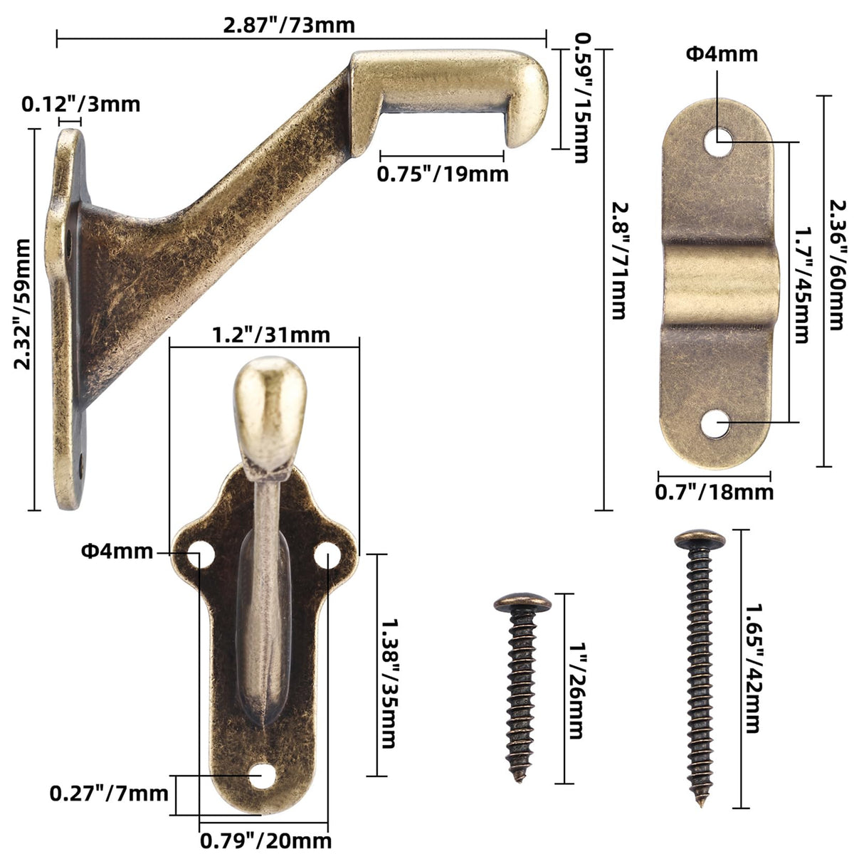 RealPlus handrail bracket packaging set with screws for quick installation