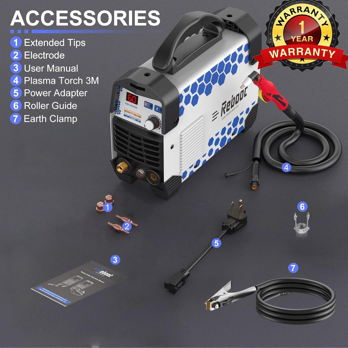 Reboot 60A plasma cutter side profile highlights lightweight design for easy transport.