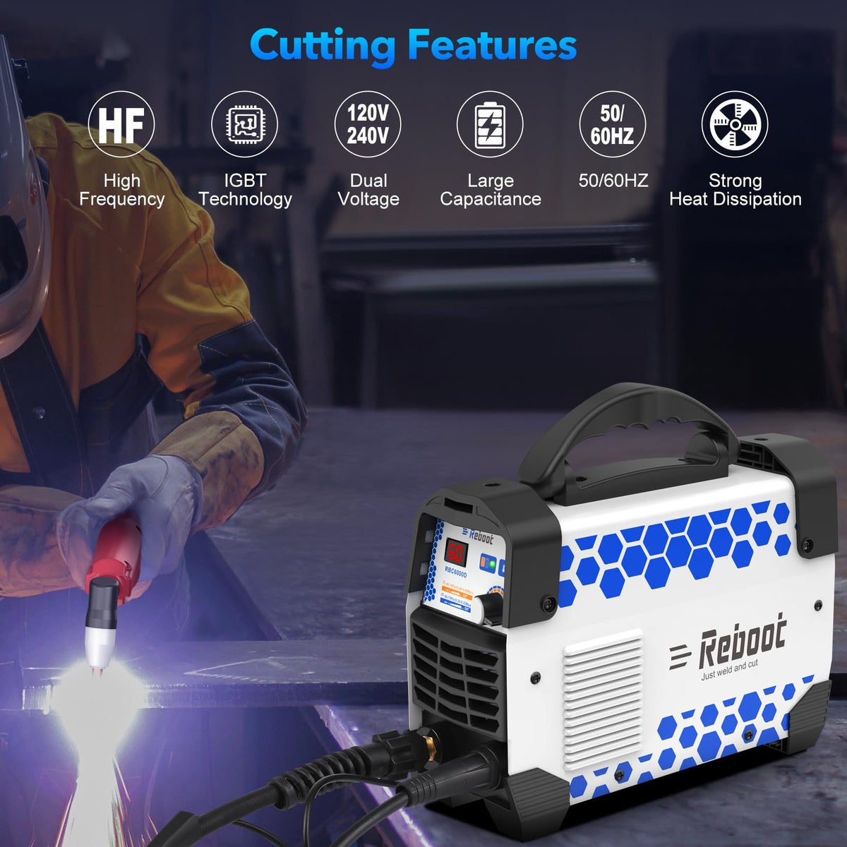 Reboot 60A plasma cutter torch and tips ready for immediate cutting tasks.