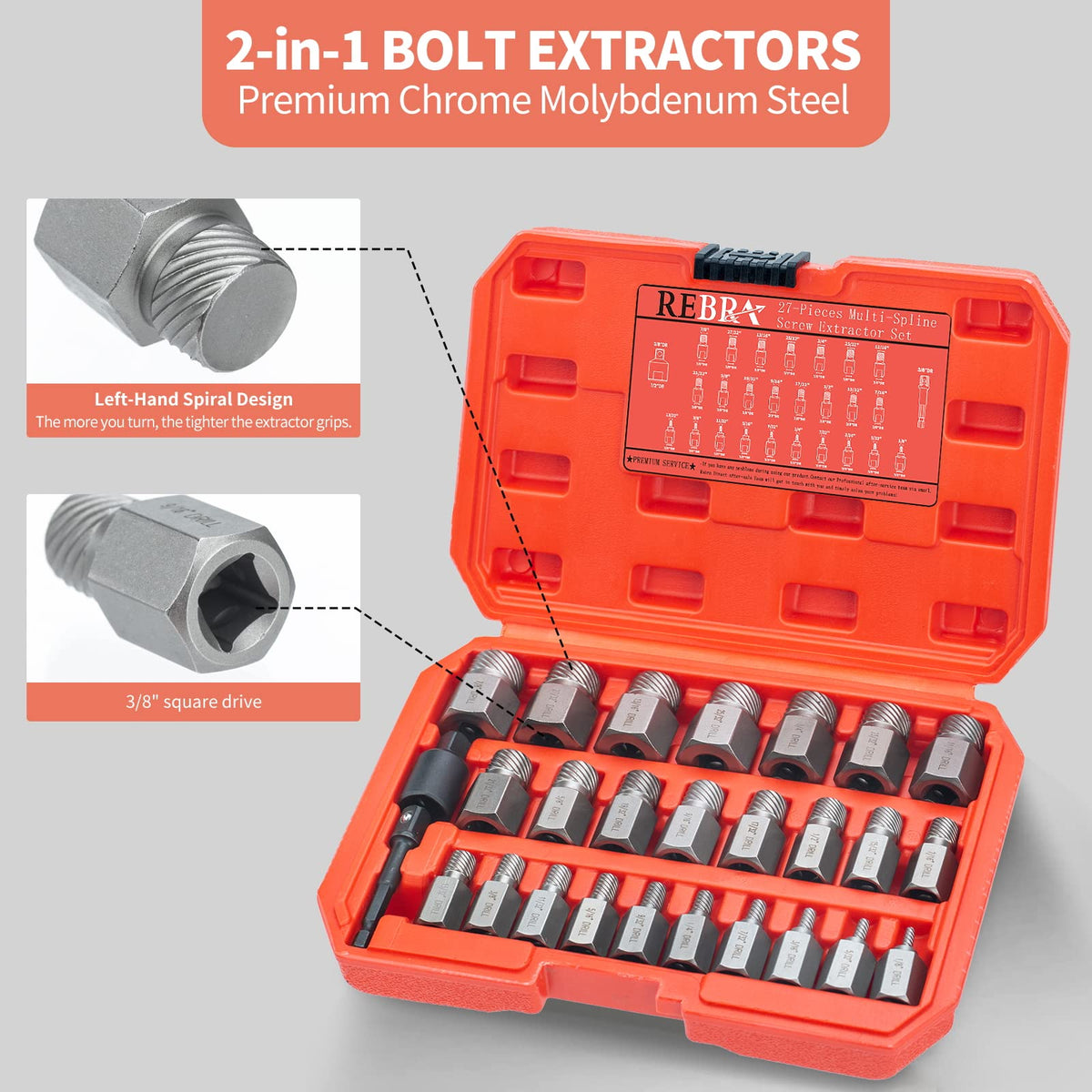 REBRA phosphate-coated finish resists rust for longer tool life