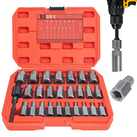 REBRA screw extractor set with 27 sizes for fast removal of damaged screws