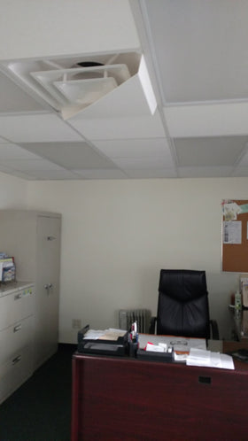 Receilit corner air diverter triangle white finish blends with most ceilings
