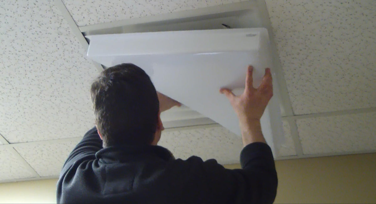 Receilit corner air diverter triangle installed between grid and diffuser for focused air