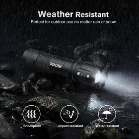 RECHOO IP65 waterproof flashlight withstands rain and snow for any weather