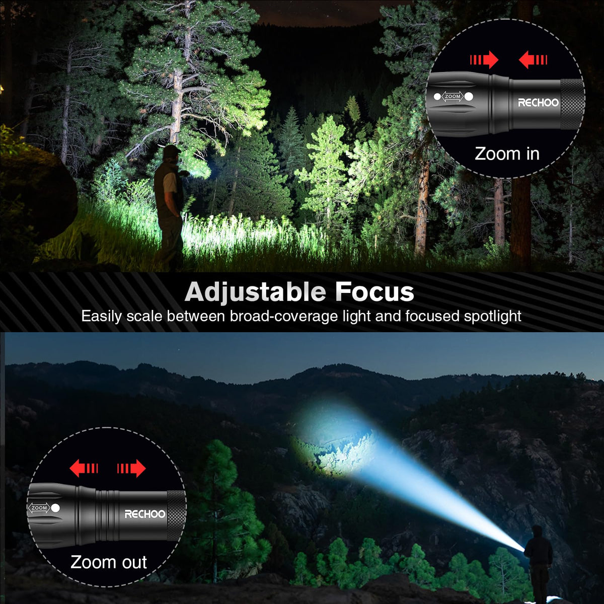 RECHOO pocket mini flashlight held in hand for easy one-handed use during tasks