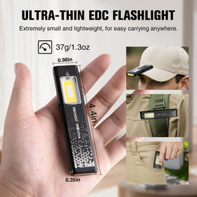RECHOO flat EDC flashlight magnetic base enables hands-free repairs
