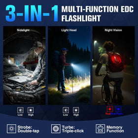 RECHOO flat EDC flashlight pocket clip keeps light within reach