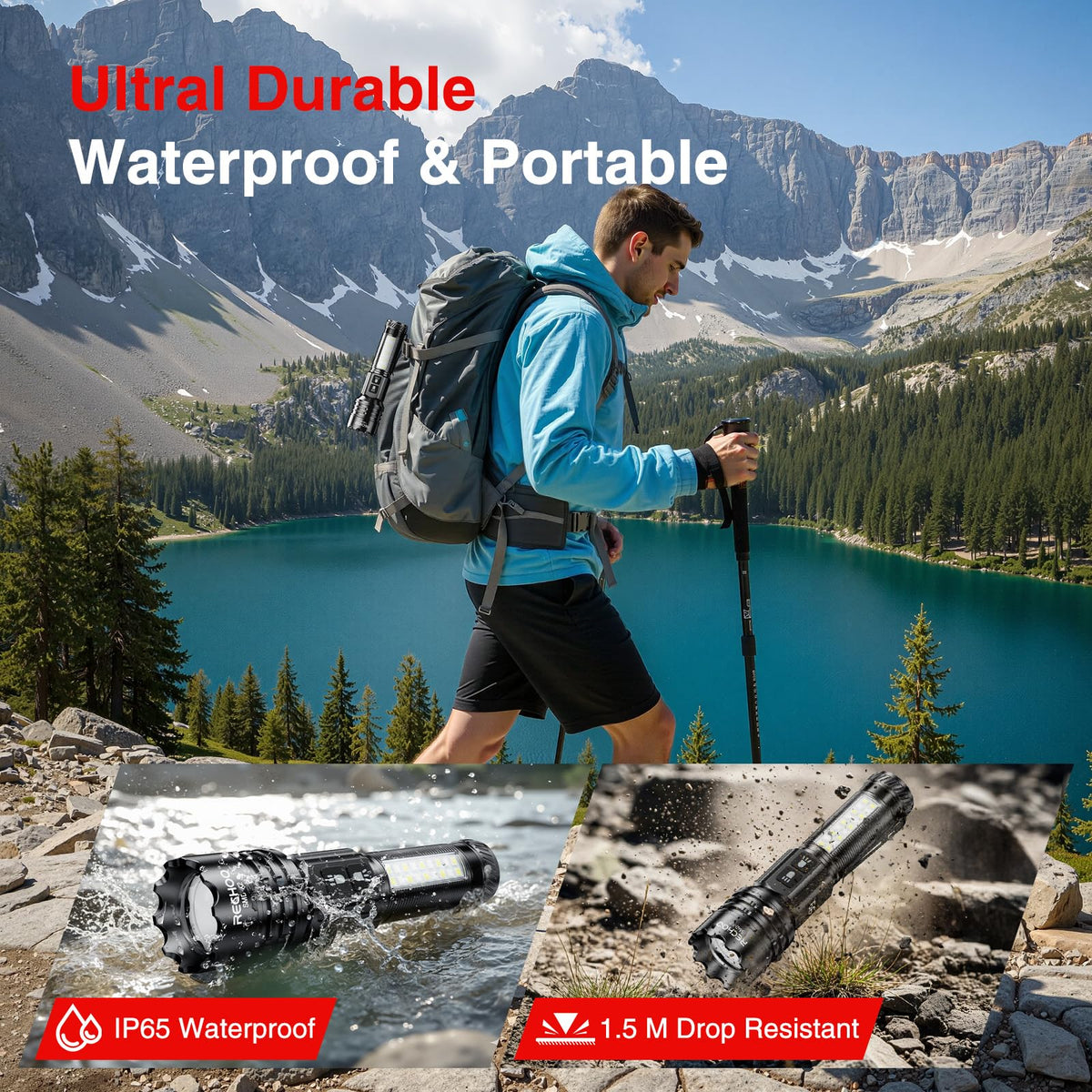 RECHOO rugged aluminum body with IP65 protection for harsh conditions.