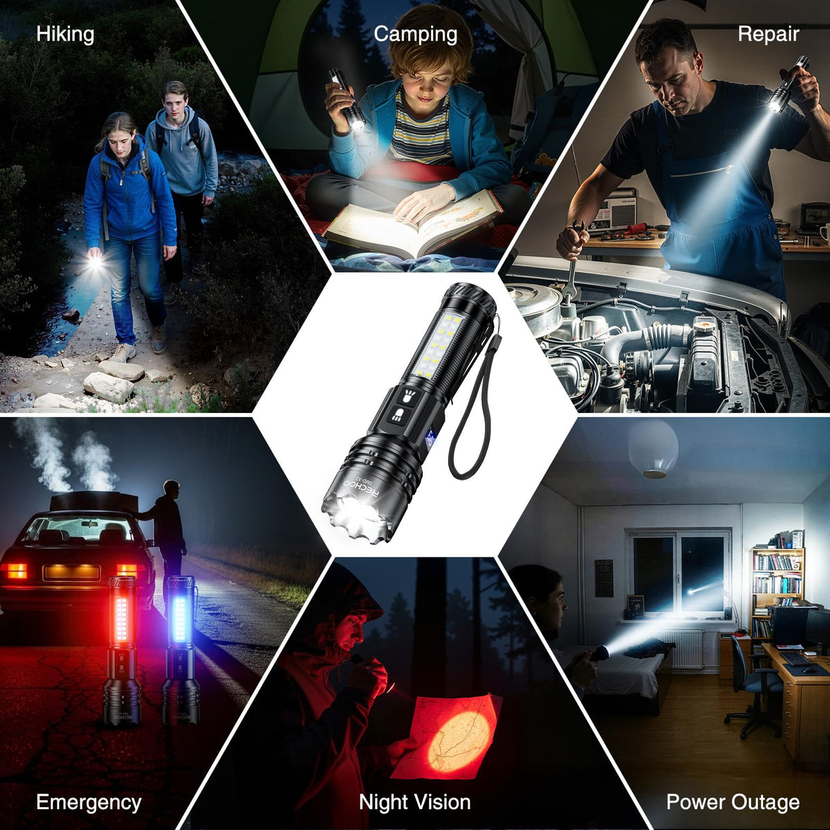 RECHOO compact pocket flashlight fits in your pocket or pack.