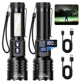 RECHOO two-pack flashlights with dual switches for versatile lighting.