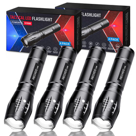 RECHOO S1500 tactical flashlight angled view showing compact, sturdy design.