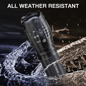 RECHOO S1500 tactical flashlight IP65 waterproof for all-weather use.