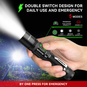 RECHOO S3000L flashlight zoom beam showing wide to narrow illumination