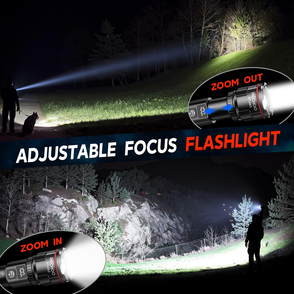 RECHOO USB-C fast-charge flashlight ideal for quick top-ups during trips.