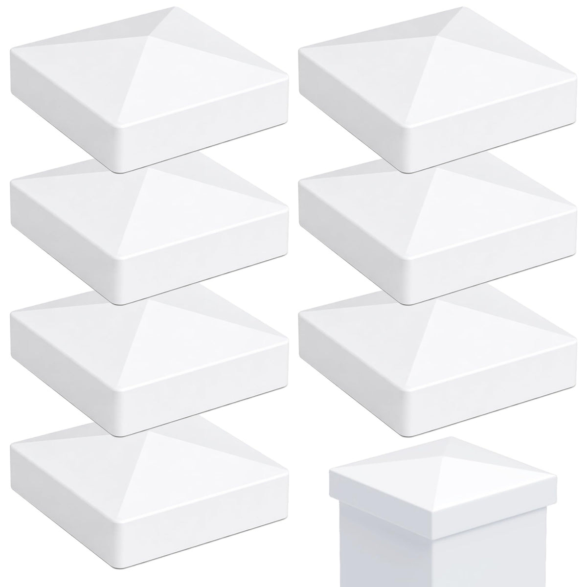 RECTOO 4x4 vinyl post cap on front view provides weatherproof protection for hollow posts.