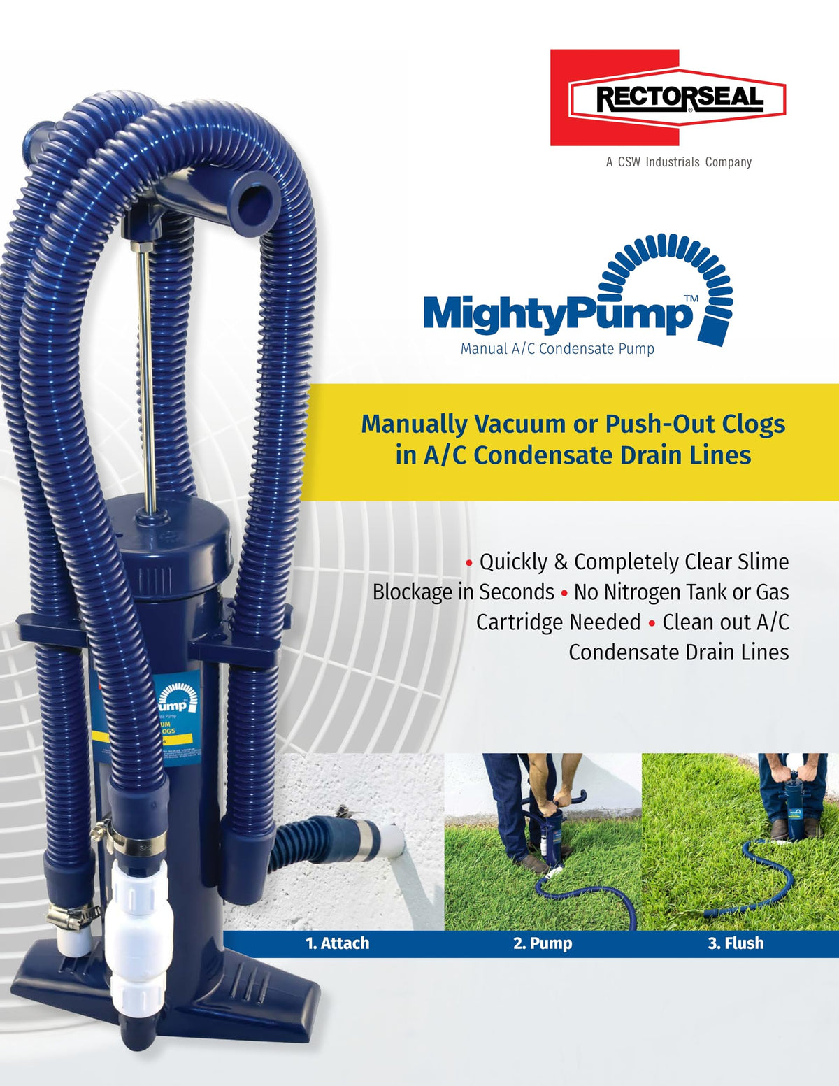 RectorSeal Mighty Pump 97795 clearing condensate drain lines and standing water