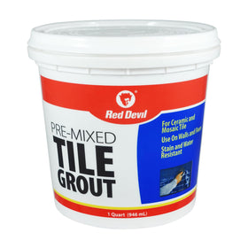 Red Devil 0424 pre-mixed tile grout bottle for quick, professional installations.