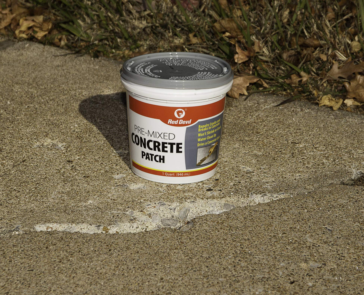 Patch dries to a light gray tone on concrete surfaces.