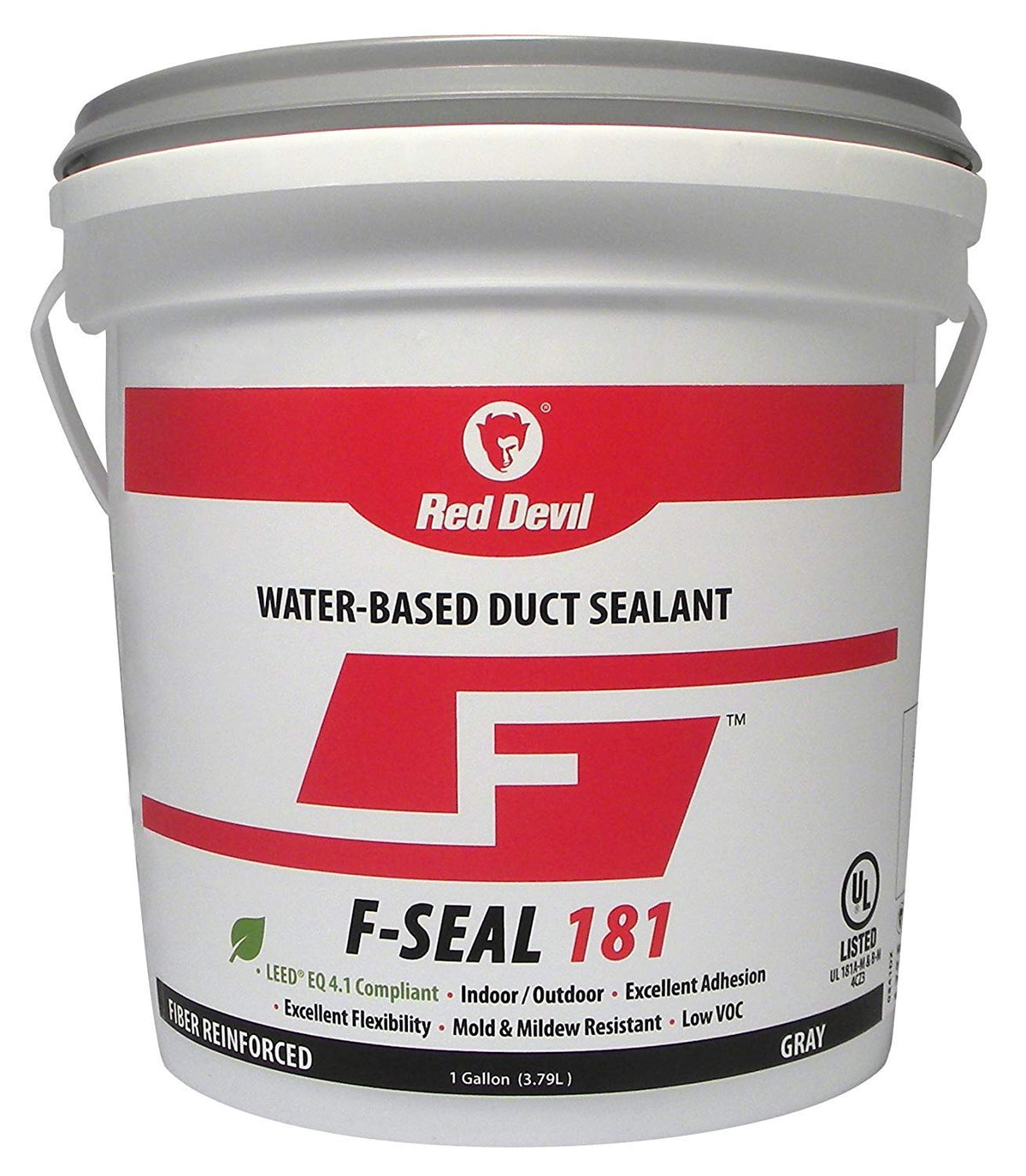Red Devil F-Seal 181 duct sealant in gray 1-gallon pail for leak-free ductwork.