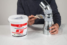 Sealant ready for metal, fiberglass, and flexible ducts with Red Devil F-Seal 181.