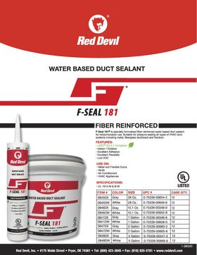 UL-certified Red Devil F-Seal 181 label ensuring reliable duct sealing.