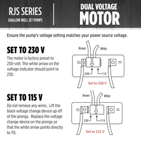 Electrical wiring for 115/230V operation in a home well system.