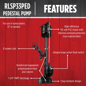 Red Lion RLSP33PED 1-1/4 inch discharge connection for reliable drainage
