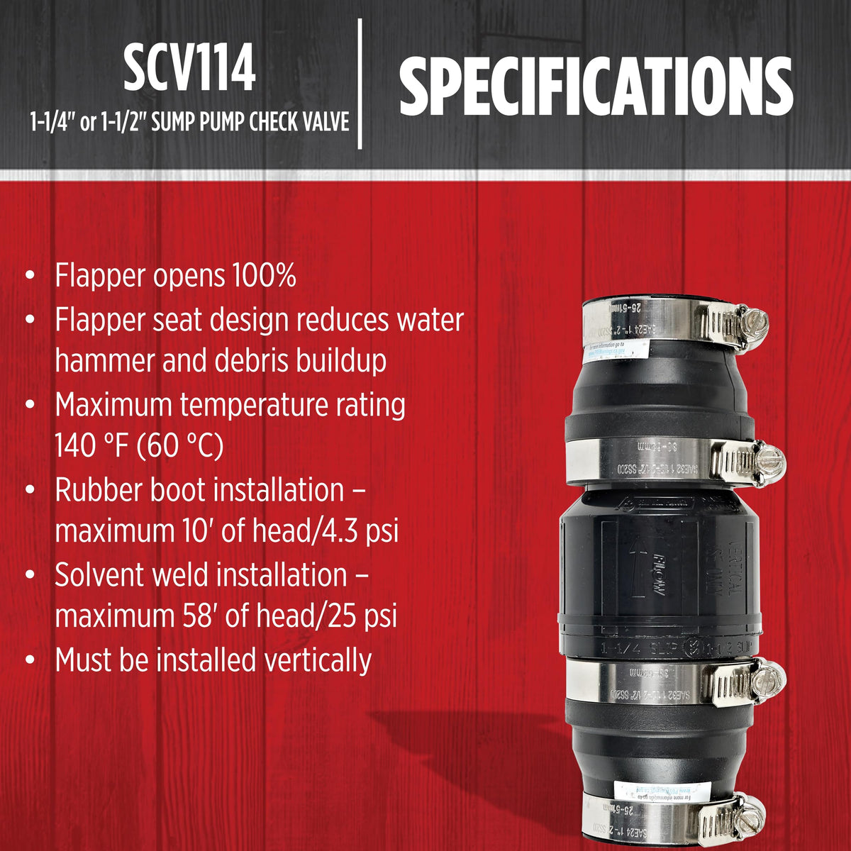 Red Lion SCV114 stainless steel clamps included.
