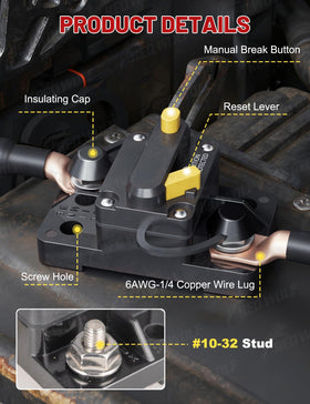 Red Wolf 15A terminal 10-32 stud image highlighting durable connections for reliable power