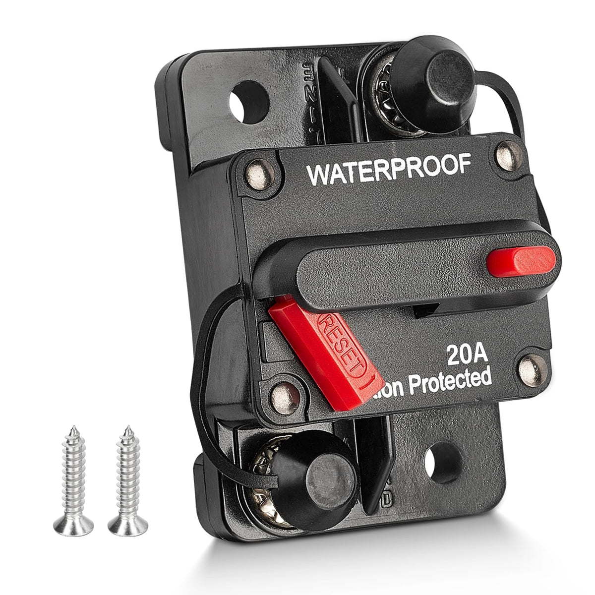 RED WOLF 20A circuit breaker with manual reset lever for quick open/close protection