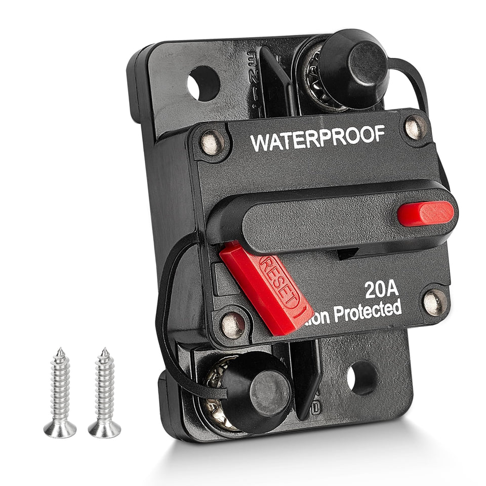 RED WOLF 20A circuit breaker with manual reset lever for quick open/close protection