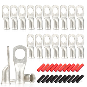 Red Wolf 20-piece lug kit with 6 AWG tinned copper lugs for marine wiring.