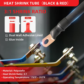 RED WOLF battery cable ends assembled for durable electrical connections.