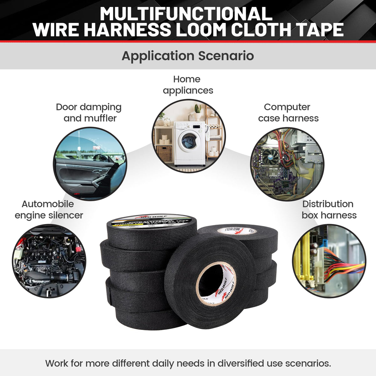 Red Wolf dash harness wrap installation on interior wiring