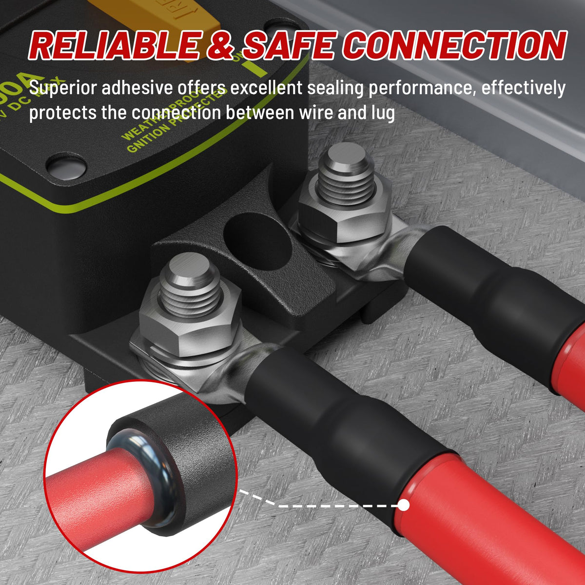 Red Wolf tin-plated lug surface on marine lugs for corrosion resistance