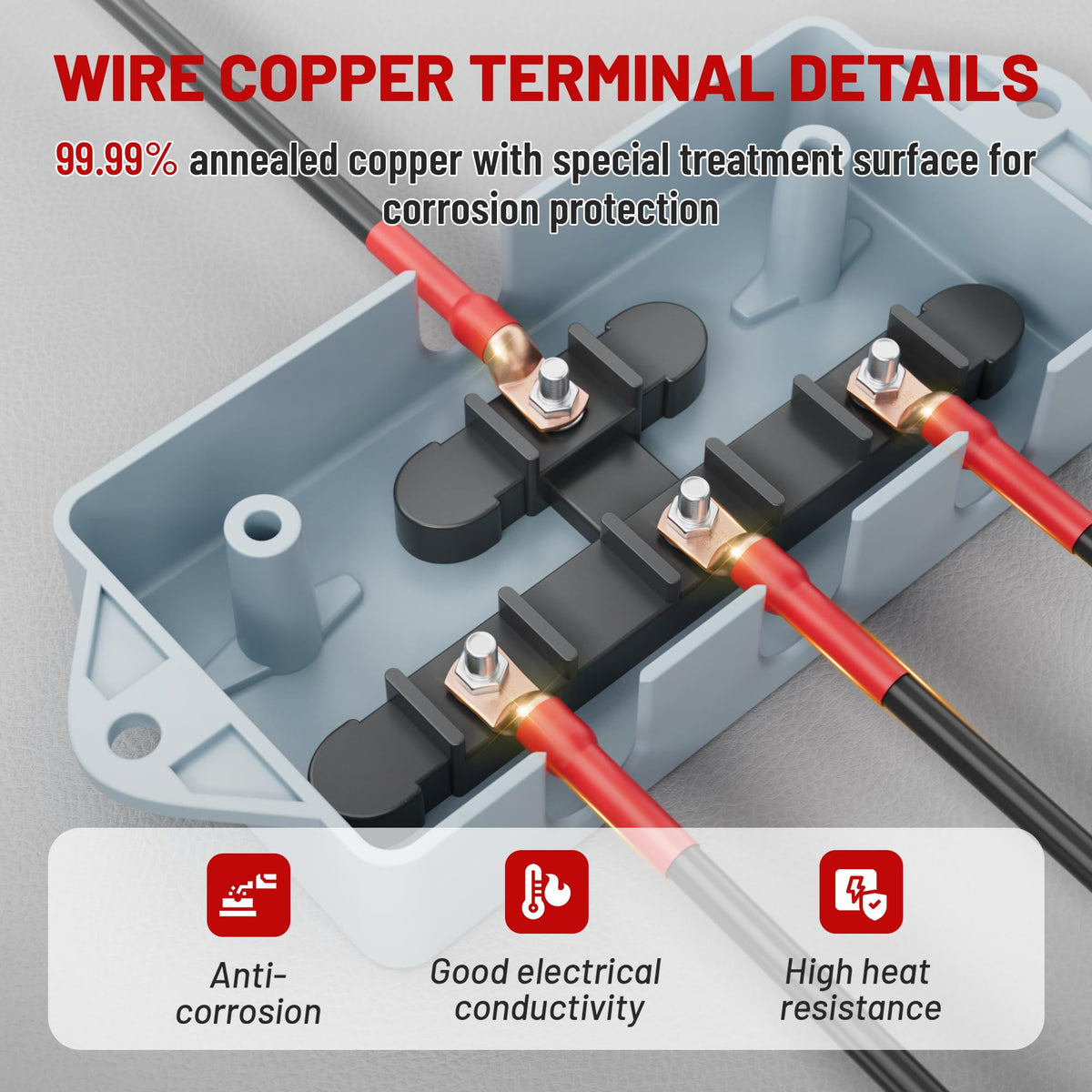 RED WOLF red and black coded ends simplify polarity wiring.