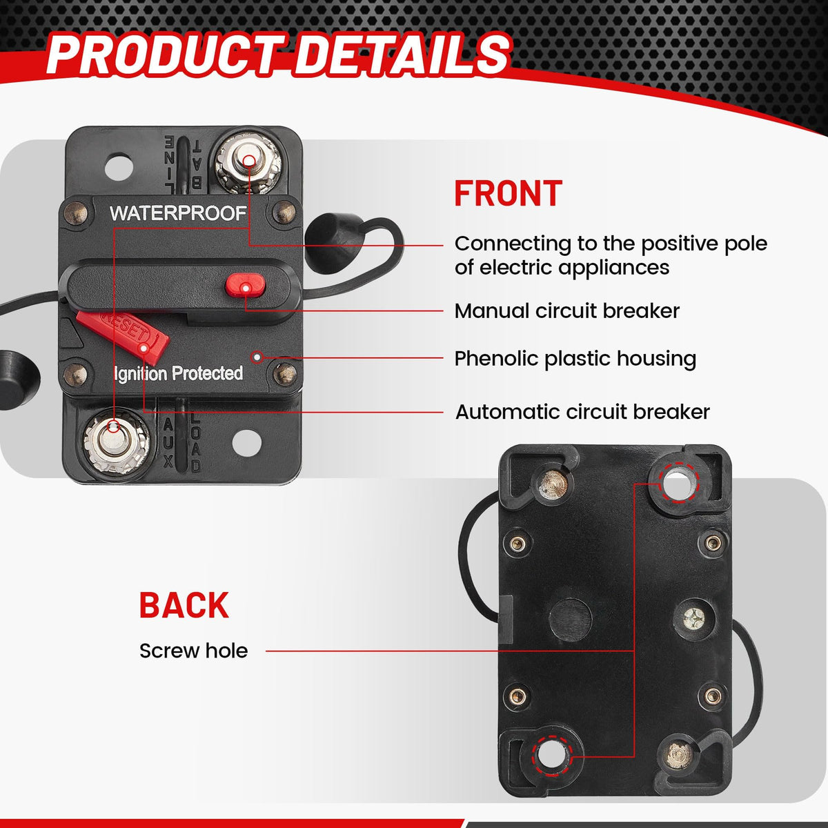 RED WOLF thermoplastic housing 94V0 resists heat and wear in harsh conditions