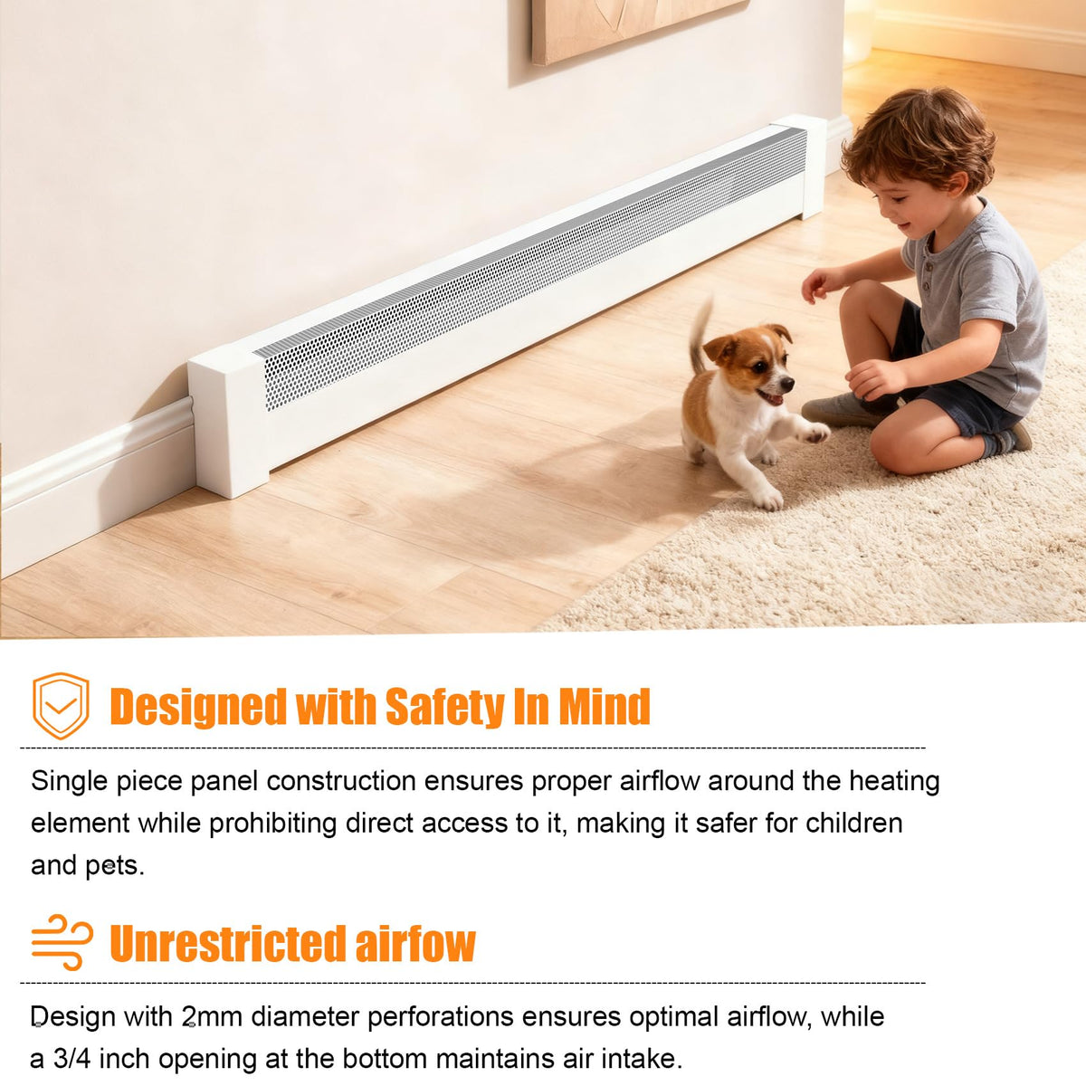 Redants baseboard cover with oversized vent slots for cooler surface.