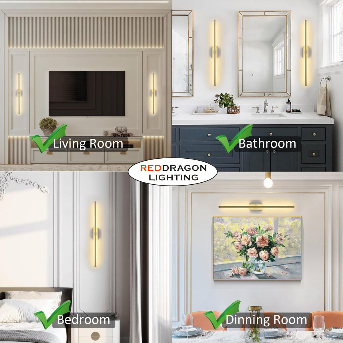 Reddragon Lighting dimmable sconce with remote control for adjustable brightness.