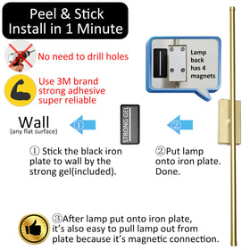 Reddragon Lighting sconce magnet plate installation for easy mounting and removal.