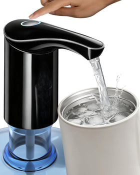 Redsack rechargeable pump pouring from a 5-gallon bottle for quick cups