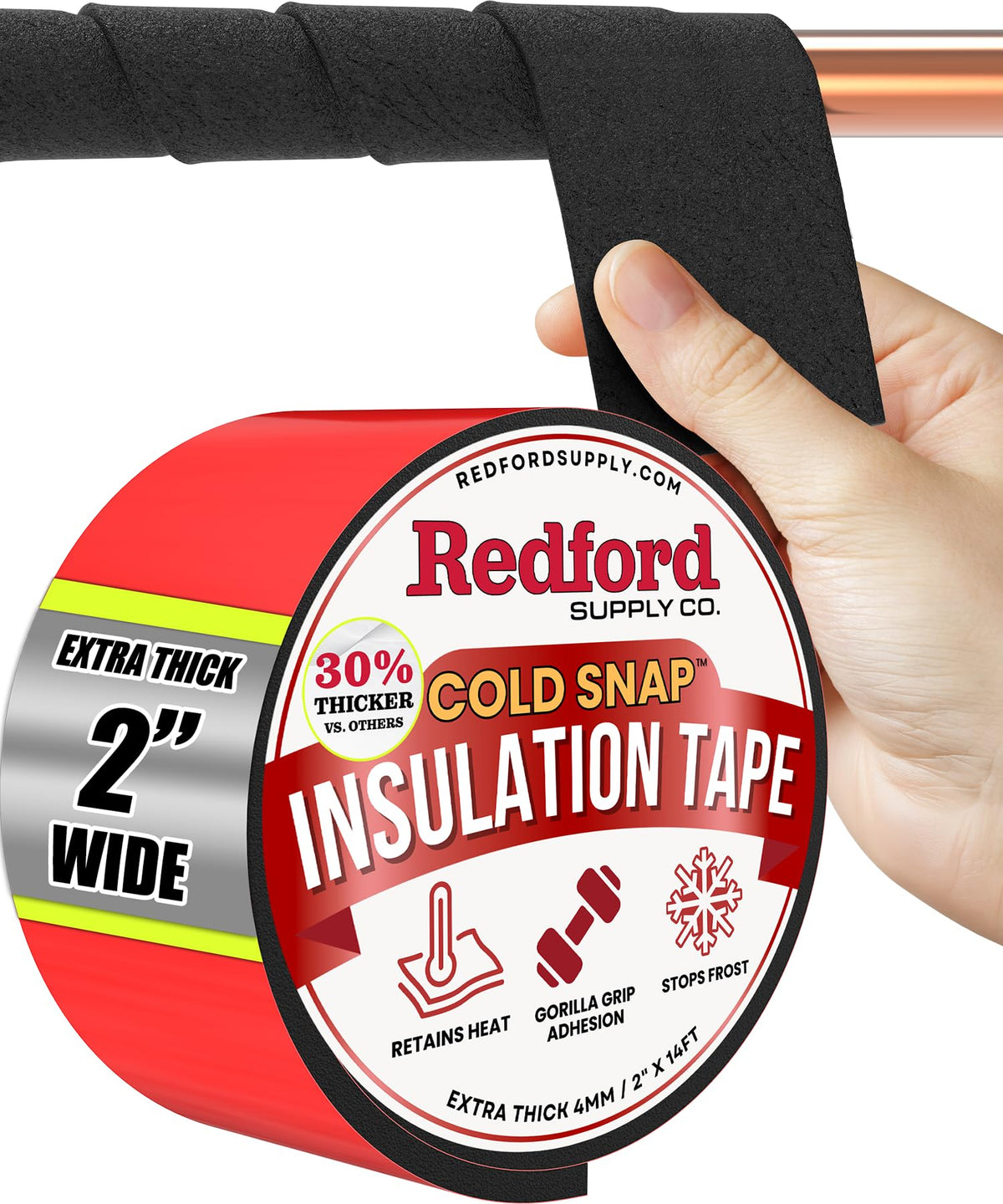 Redford Supply Co. 2in pipe insulation wrap on outdoor pipes for durable weather protection
