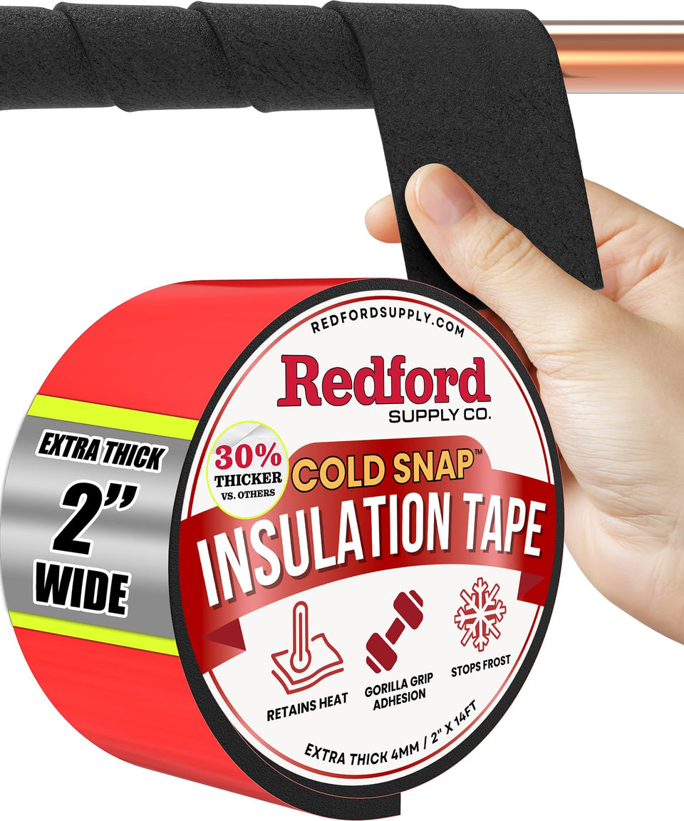 Redford Supply Co. 2in pipe insulation wrap on outdoor pipes for durable weather protection