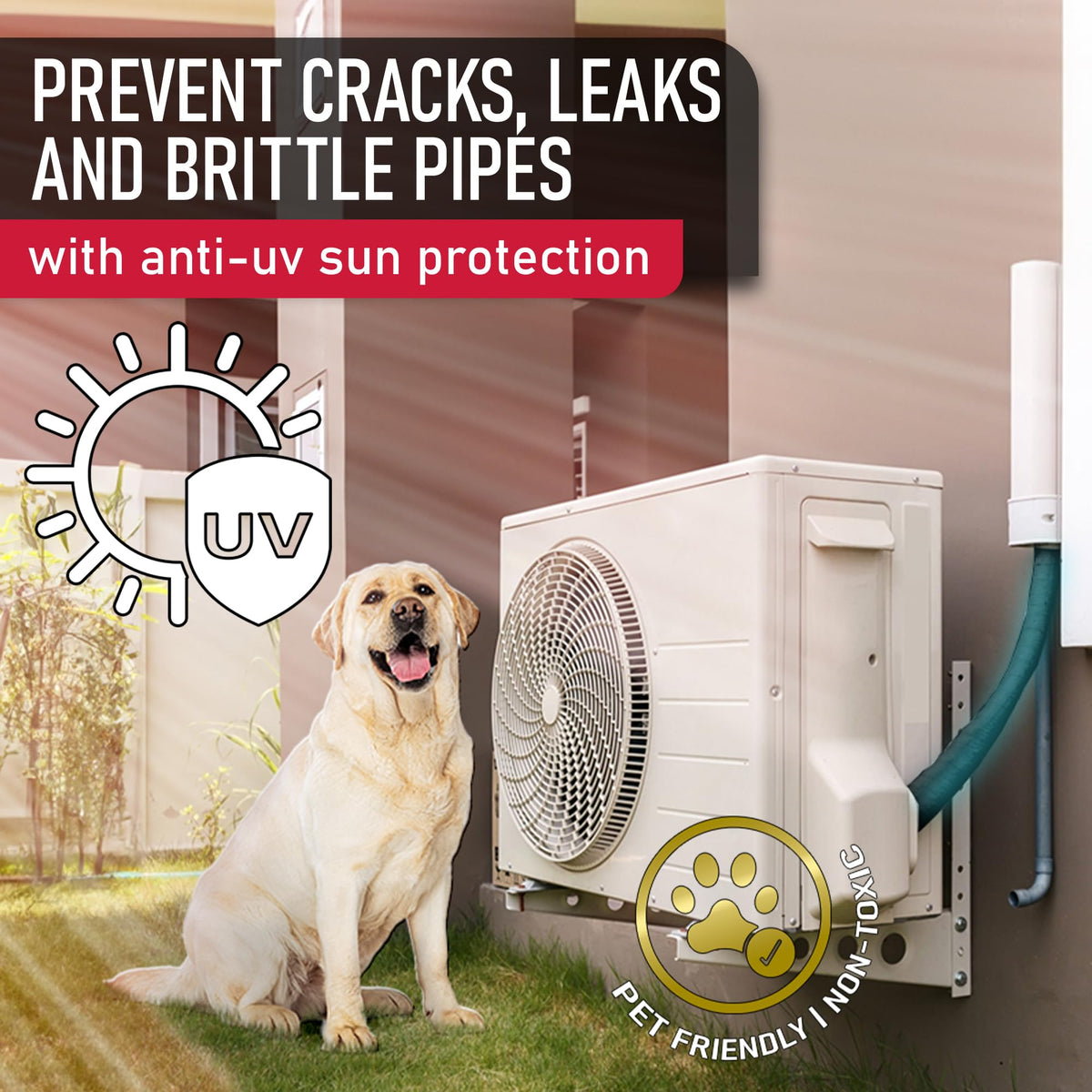 Freeze proof foam wrap reduces heat loss on exposed lines
