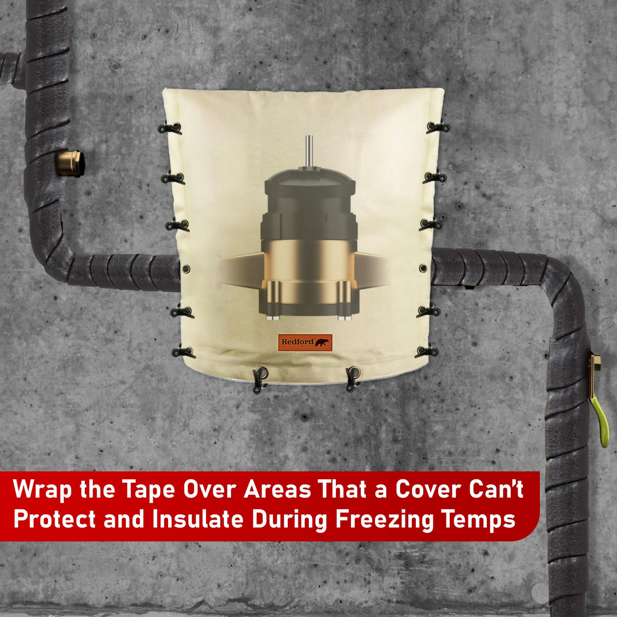 Redford Supply Co. freeze-proof insulation in action protecting a pipe